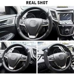 BOKIN Steering Wheel Cover Microfiber Leather and Viscose, Breathable, Anti-Slip, Odorless, Warm in Winter and Cool in Summer, Universal 15 Inches(Black)