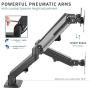 VIVO Black Articulating Dual Pneumatic Spring Arm Clamp-on Desk Mount Stand, Fits 2 Monitor Screens 17 to 27 inches with Max VESA 100x100, STAND-V102O