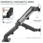 VIVO Black Articulating Dual Pneumatic Spring Arm Clamp-on Desk Mount Stand, Fits 2 Monitor Screens 17 to 27 inches with Max VESA 100x100, STAND-V102O VIVO Black Articulating Dual Pneumatic Spring Arm Clamp-on Desk Mount Stand, Fits 2 Monitor Screens 17 to 27 inches with Max VESA 100x100, STAND-V102O
