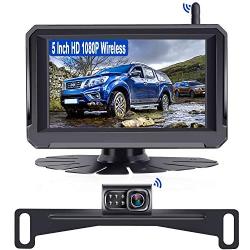 Rohent R3 HD 1080P Digital Signal Wireless Backup Camera 5 Monitor License Plate Hitch Rear/Front View Camera Observation System for Cars,Trucks,Campers SUVs IP69 Waterproof Super Night Vision