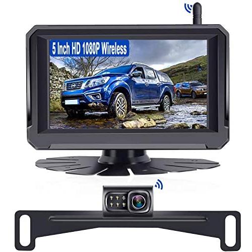 Rohent R3 HD 1080P Digital Signal Wireless Backup Camera 5 Monitor License Plate Hitch Rear/Front View Camera Observation System for Cars,Trucks,Campers SUVs IP69 Waterproof Super Night Vision