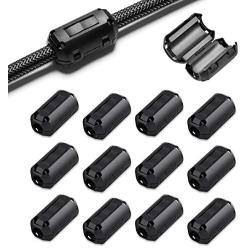 EMI RFI Noise Filter Cable Ring, Roctee 12 Pcs Ferrite Choke Snap On Noise Suppressor Cable Clip Electronic Ferrites Core for 7MM Diameter Wire (Black)
