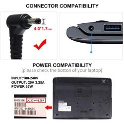 65W Ac Adapter Charger for Lenovo Flex 4 5 6 Series Flex 4 1470 1580 GX20K11838 ADLX65CLGU2A IdeaPad 710s 710 510s 510 310 110 100 100s/YOGA 710 l Laptop Power Supply Adapter Cord