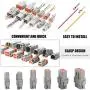 Glarks 6 Sets 2 3 4 6 8 12 Pin Sealed Gray Male and Female Auto Waterproof Electrical Wire Connector Plug 22-16AWG Connector for Motorcycle, Scooter, Car, Truck, Boats