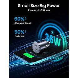 USB C Car Charger, Mini 36W Metal PD 3.0 Fast Car Charger AINOPE Type C Car Charger Dual Port Cigarette Lighter Adapter with 12/12 Pro Max/12 Mini/11 Pro/XR/XS/8, Galaxy S21+ S20+, Pixel 4a, iPad Pro