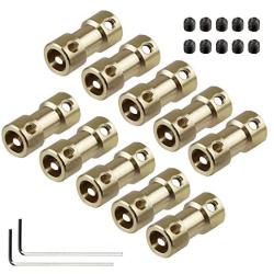 Xnrtop 3mm to 6mm Brass Connector Copper DIY Motor Flexible Shaft Coupling Joint Connector With Screws for RC Model Motor (10 of Pack)