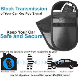 Upgraded Faraday Bag for Key Fob (2 Pack), TICONN Premium Faraday Cage Protector – Car RFID Signal Blocking, Anti-Theft Pouch, Anti-Hacking Case Blocker