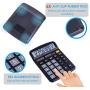 Desktop Calculator 12 Digit with Large LCD Display and Sensitive Button, Solar and Battery Dual Power, Standard Function for Office, Home, School, CD-2786 (Black)