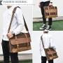 Mens Messenger Bag 15.6 Inch Waterproof Vintage Genuine Leather Waxed Canvas Briefcase Large Satchel Shoulder Bag Rugged Leather Computer Laptop Book Bag Brown