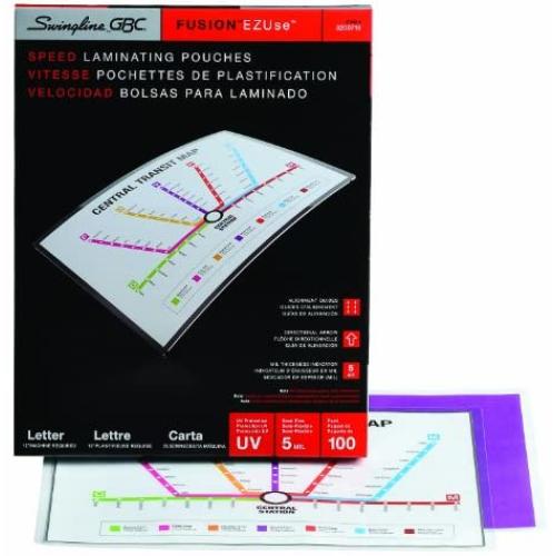 Swingline GBC Thermal Laminating Sheets / Pouches, Letter Size, Speed Pouch, 5Mil, EZUse, 100-Count (3200716)