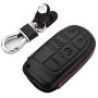 ROYALFOX Genuine Leather 3 4 5 Buttons Smart Key Fob case Cover for Jeep Cherokee Compass Renegade Grand Cherokee, Fiat,Dodge Charger Challenger Dart Journey Durango Grand Caravan RAM (Black)