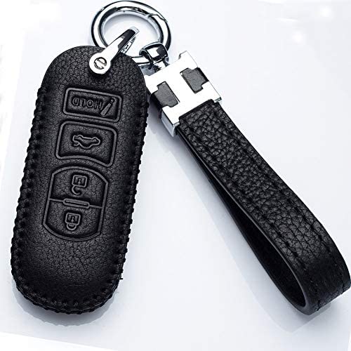 Jazzshion Leather Smart Key Cover Case Jacket Protector Holder for 2017 Mazda 3 6 Miata MX5 CX-5 CX-7 CX-9 SPEED3 4 Buttons Smart Key Fob Remote