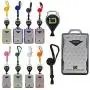 ID Stronghold Secure Badge Holder Duolite - RFID Blocking 2 Card ID Badge Holder with Lanyard and Retractable Reel - Pack of 9 Sets - Heavy Duty Plastic Badge Protector - FIPS 201 Approved