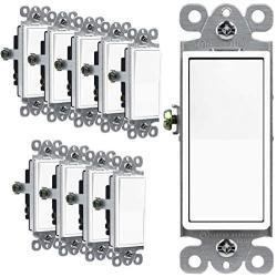 ENERLITES 3-Way Decorator Paddle Rocker Light Switch, Single Pole or Three Way, 3 Wire, Grounding Screw, Residential Grade, 15A 120V/277V, UL Listed, 93150-W-10PCS, White (10 Pack)
