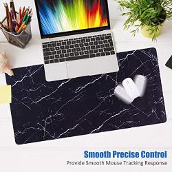Large Extended Gaming Mouse pad with Stitched Edges,Large Mouse mat,Non-Slip Rubber Base,Waterproof Keyboard Pad,Desk Pad for Premium-Textured,3mm Thick Home Office Gamer Desk mat,800x400,Black Marble