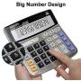 XINPENGFA Office Calculator, Solar and Battery Dual Power, Metal Surface 12 Digit Display Big LCD and Large Button（Pack of 2）