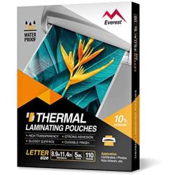 Everest Thermal Laminating Pouches, 8.9 x 11.4 - Inches, 5 Mil Thick, 110 - Pack, Letter Size Sheets, Clear(TH0500-01)