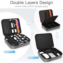 Electronic Organizer Bag, FINPAC Portable Accessories Storage for Cable/Cord/Charger/Phone/USB/SD Card, Portfolio Tablet Sleeve Carrying Case for iPad Pro 11 in/10.2'' New iPad/10.5'' iPad Air/9.7'' iPad