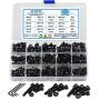 SZHKM 480Pcs Grade 12.9 Nuts and Bolts Assortment Kit M3 M4 M5 Socket Head Cap Screws Set Alloy Steel Machine Screws and Nuts Black with Wrench