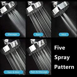 Emoly High Pressure Showerhead, Upgraded Fixed Showerhead (5 Spray Settings), Adjustable Metal Swivel Ball Joint, Multi-Functional Bathroom Showerhead 4 inch High Flow Shower Head