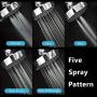 Emoly High Pressure Showerhead, Upgraded Fixed Showerhead (5 Spray Settings), Adjustable Metal Swivel Ball Joint, Multi-Functional Bathroom Showerhead 4 inch High Flow Shower Head