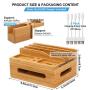 Bamboo Charging Station for Multiple Devices - Pezin & Hulin Electronic Docking Station Organizer for Apple Product, Cellphone, AirPods, iWatch, Tablet (Included 5 Charging Cables, No Power Supply)