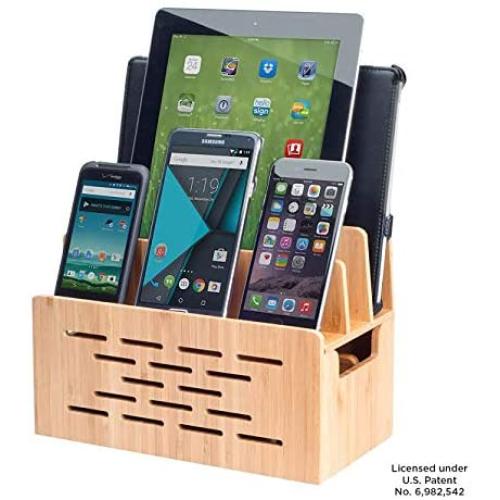 Bamboo Charging Station w/Cutout for Bluetooth Portable Wireless Speaker and Docking Stand use w/DKnight MagicBox, Anker Classic & More