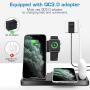 WAITIEE Updated Version,Wireless Charger 5 in 1,Qi Wireless Charging Station for iWatch 6/5/4/3/2/1& AirPods3/2/1 & Pencil & iPhone 12/11/11 Pro Max/XR/XS Max/Xs/X/8/8P Black(No iWatch Charging Cable)