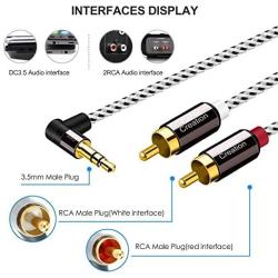 3.5mm to RCA Cable,CableCreation Angle 3.5mm Male to 2RCA Male Auxiliary Stereo Audio Y Splitter Gold-Plated for Smartphones, MP3, Tablets, Speakers,Home Theater,HDTV,1.6ft/0.5m