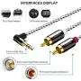 3.5mm to RCA Cable,CableCreation Angle 3.5mm Male to 2RCA Male Auxiliary Stereo Audio Y Splitter Gold-Plated for Smartphones, MP3, Tablets, Speakers,Home Theater,HDTV,1.6ft/0.5m