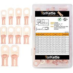 Copper Battery Ring Terminal Connectors,UL Listed AWG Cable Wire Lugs Ends Assorted 10 Sizes Kit-50PCS,Marine Grade Wiring Eyelets