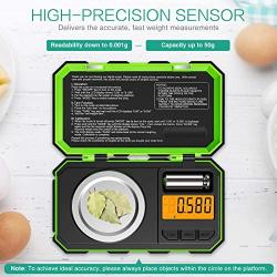 ORIA Digital Pocket Scale, Digital Milligram Pocket Scale 50g/ 0.001g, Jewelry Scale with Tweezers, Calibration Weights, 6 Units, Backlit Display, Auto Off, Tare, Stainless Steel (Battery Included)