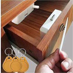 Electronic Cabinet Lock, Hidden DIY RFID Lock Electronic Cabinet Lock ，Invisible Cabinet Lock， RFID Card/Tag Card/Induction Swipe Card to Unlock,for Wooden Cabinet Drawer Locker Cupboard