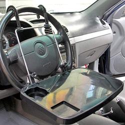 Xindell Steering Wheel Tray -Car Mount Laptop Stand Table Foldable Passenger Seat Desk for Food Eating Drink Notebook Cup Holder (Black)