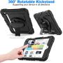 SEYMAC stock Case for iPad Mini 5/4, 3-Layer Protection Case with [360 Degrees Rotating Stand] Hand Strap&[Pencil Holder] Screen Protector for iPad Mini 4th/5th Generation 7.9 inch (Black)