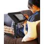 Uncaged Ergonomics WorkEZ LIGHT Ergonomic Portable Lightweight Folding Aluminum Laptop Cooling Stand & Lap Desk Tray for Bed Couch. Adjustable height angle tilt notebook computer macbook desktop riser table-top holder, black (WELb)
