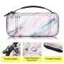 Fintie Carry Case for Nintendo Switch - [Shockproof] Hard Shell Protective Cover Travel Bag w/10 Game Card Slots, Inner Pocket for Nintendo Switch Console Joy-Con & Accessories, Marble Pink