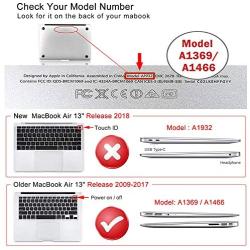 MacBook Air 13 Inch Case 2010-2017 Release Model A1369/A1466 Bundle 5 in 1, iCasso Hard Plastic Case, Sleeve, Screen Protector, Keyboard Cover & Dust Plug Compatible Old MacBook Air 13 - Black