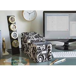 Snap-N-Store CD Storage Box, 13.25'' x 5.125'' x 5.125'', Holds up to 165 CDs, Black/White Scroll (SNS01913)
