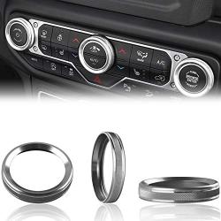 Climate Control Knob Covers for Wrangler JL， HVAC Radio Tuner Control Knobs Covers Trim Ring Bezels Interior Upgrade Kit，Compatible with Jeep Wrangler JL & Gladiators JT (2018-2021) - Silver