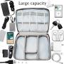 Electronics Accessories Organizer Bag, Universal Travel Digital Accessories Storage Bag for Portable Charger, Cables, Earphone, Ipad Mini, iPhone, Cord, Customize Inside with Dividers - Blue