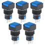 uxcell 5 Pcs 16mm Momentary Push Button Switch Blue LED Light Square Button 1 NO 1 NC Light 24V