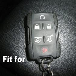 XUHANG 2Pcs WERFDSR Sillicone Key fob Skin Key Cover Remote Case Protector Shell for 2015 2016 Chevrolet Suburban Tahoe GMC Yukon Smart Remote Black