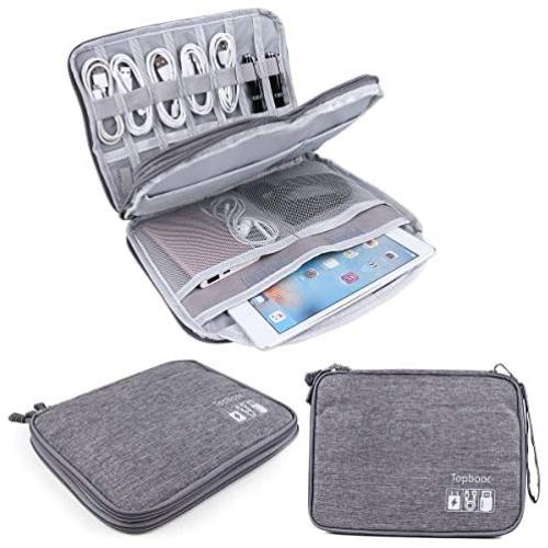 Universal Electronics Accessories Organizer, Waterproof Portable Cable Organizer Bag,Travel Gear Carry Bag for Cables (L, Black) (Grey, L)