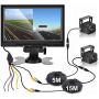 Hodozy Backup Camera 2 Split Screen Monitor System DVR Recording 7 inch 1080P Dual Waterproof Night Vision Rearview Camera Easy Installation for Truck/Trailer/Large Box/RV/Camper/Bus