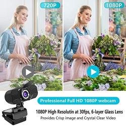 1080P HD Webcam with Microphone, Streaming Computer Web Camera USB PC Desktop Laptop Webcam with Stand/Privacy Cover/Tripod Stand, AutoFocus,Noise Reduction,Plug&Play for Video Calling/Zoom/Meeting