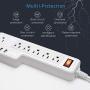 Mountable Surge Protector Power Strip JACKYLED 9.8ft 6 Outlets 4 USB Ports Electric Power Outlet with Right Angle Flat Plug Electric Long Extension Cord Power Charging Station for Home Office White