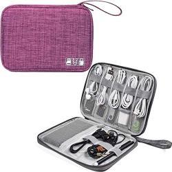 Electronics Accessories Bag, Digital Gadget Organizer Case, Waterproof Travel Gear Storage Carrying Sleeve Pouch for Cable, USB, Earphones, Portable Hard Drives, Power Banks，Purple
