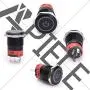 APIELE 19mm Latching Push Button Switch 3/4'' 12V DC Black Shell Power Symbol LED with Socket Plug 1NO1NC SPDT ON/Off (Red/Black Shell)