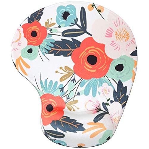 Miyaso Ergonomic Mouse Pad with Wrist Support, Cute Mouse Pads with Non-Slip Rubber Base for Home Office Working Studying Easy Typing & Pain Relief, Summer Flower